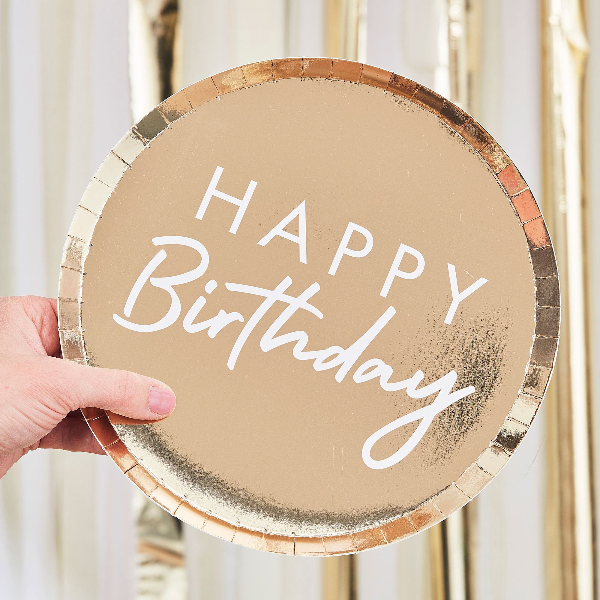 Gold Foiled Happy Birthday Plate 8pcs