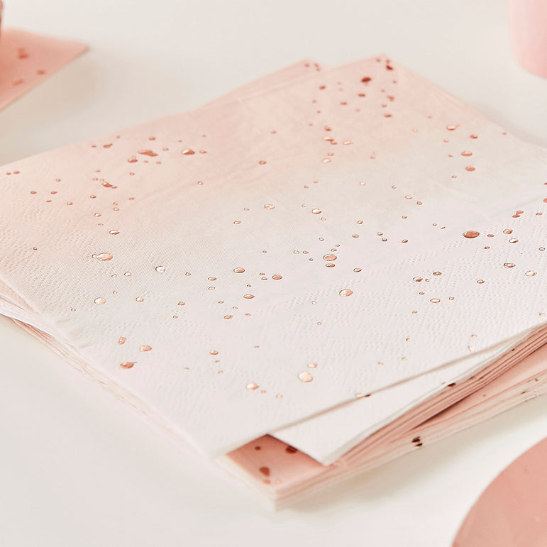 Rose Gold Ombre Foiled Napkins 16pcs