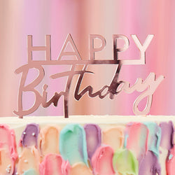 Pink Acrylic Happy Birthday Cake Topper