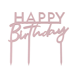 Pink Acrylic Happy Birthday Cake Topper