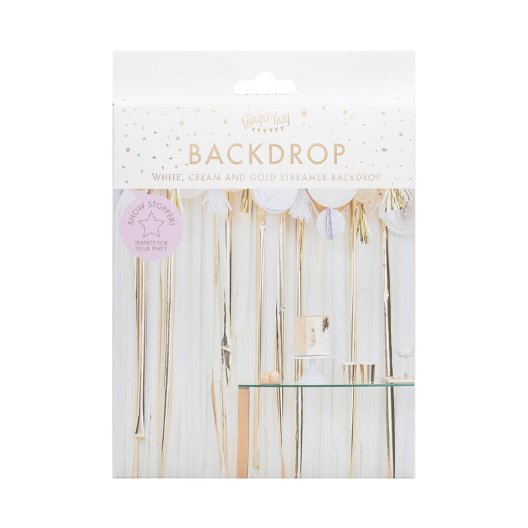 Mix It Up Gold Metallic Party Streamers Backdrop Decoration