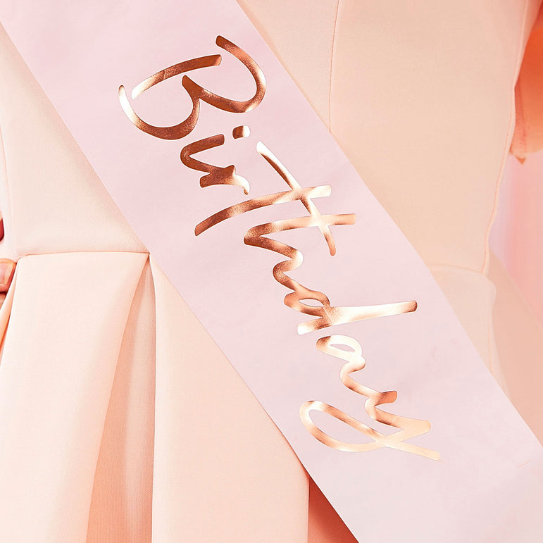 Mix It Up Its My Birthday Pink and Rose Gold Foiled Ombre Birthday Sash