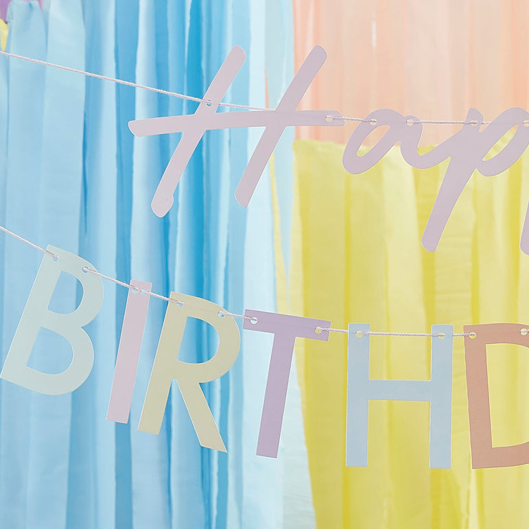 Mix It Up Pastel Eco Friendly Happy Birthday Banner Bunting Decoration