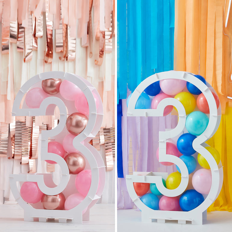 Mix It Up Balloon Mosaic Number Stand 3 Decoration