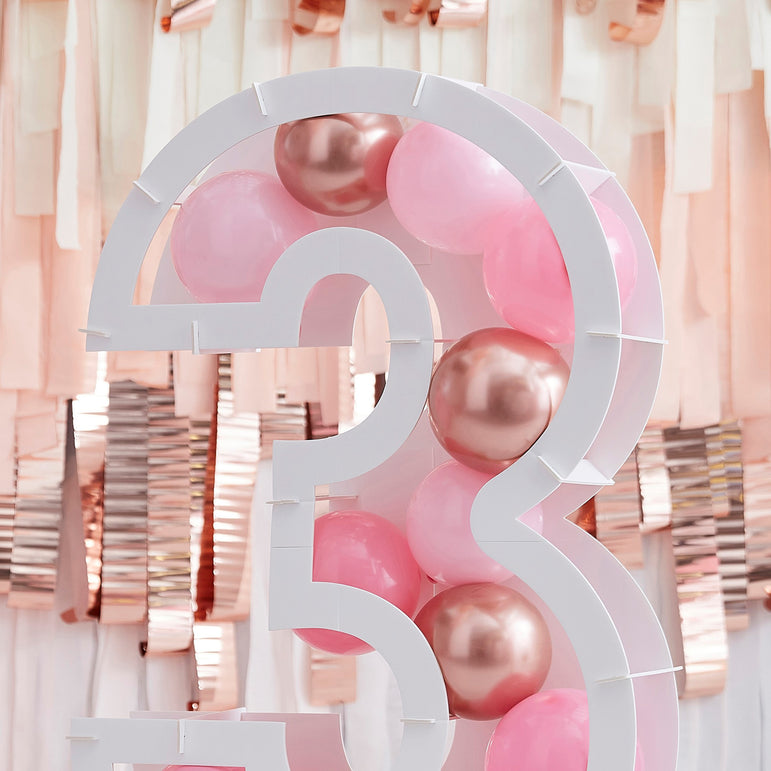 Mix It Up Balloon Mosaic Number Stand 3 Decoration