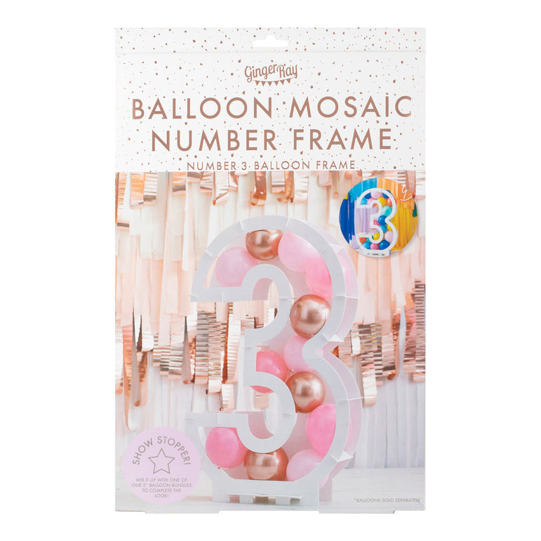 Mix It Up Balloon Mosaic Number Stand 3 Decoration