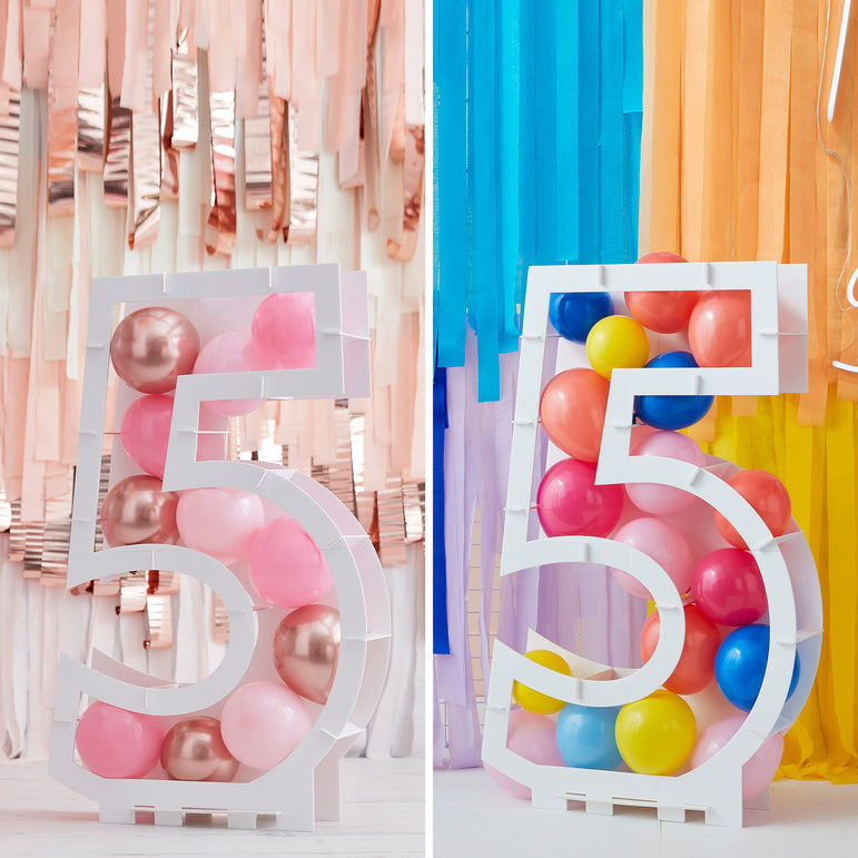 Mix It Up Balloon Mosaic Number Stand 5 Decoration