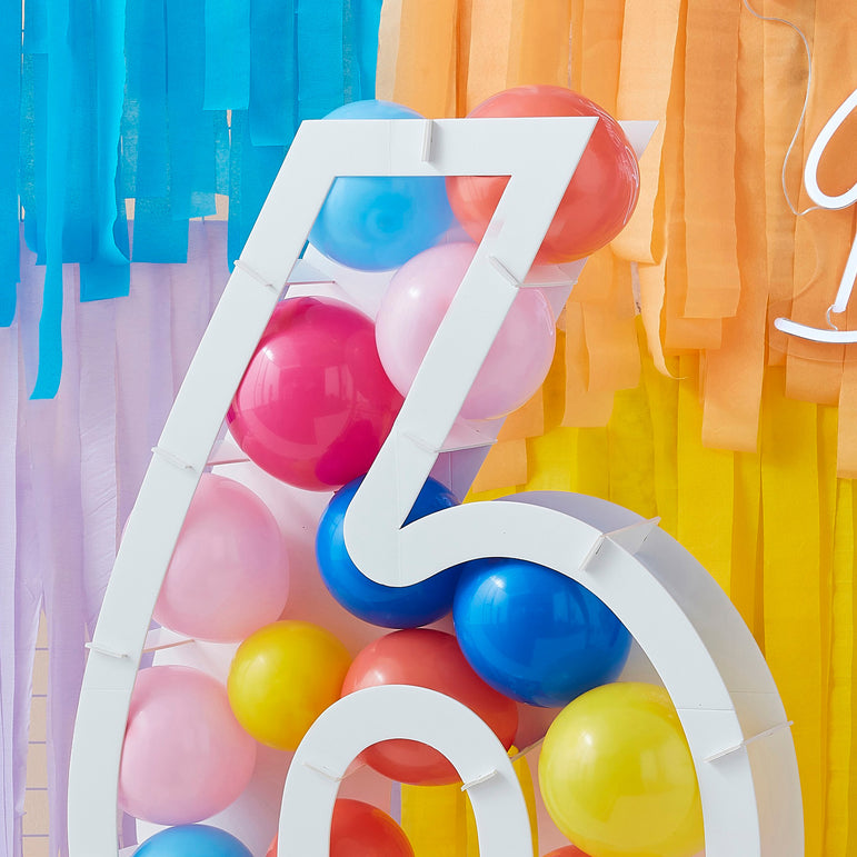 Mix It Up Balloon Mosaic Number Stand 6 Decoration