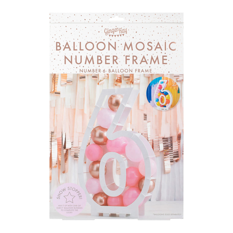 Mix It Up Balloon Mosaic Number Stand 6 Decoration