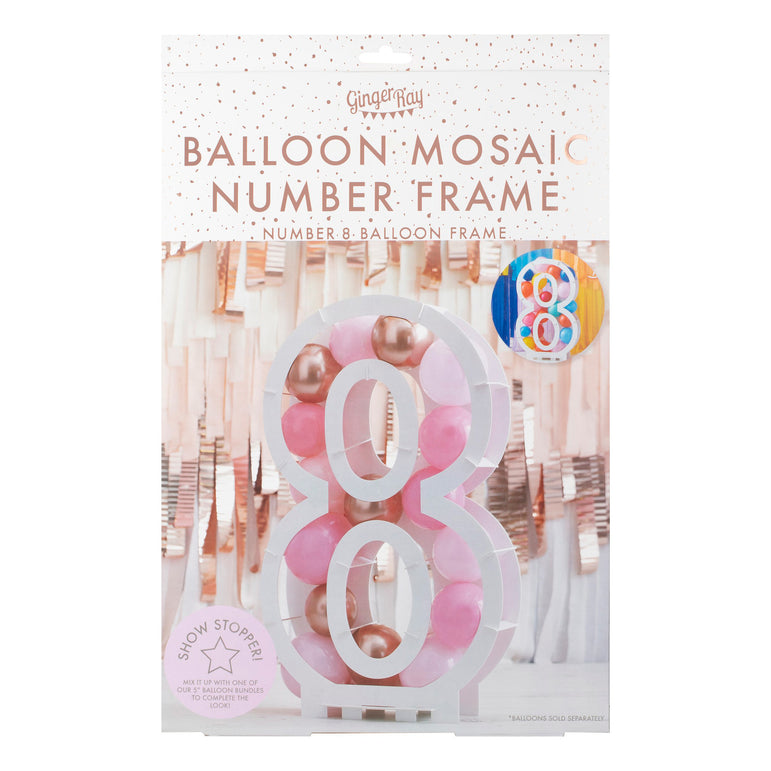 Mix It Up Balloon Mosaic Number Stand 8 Decoration