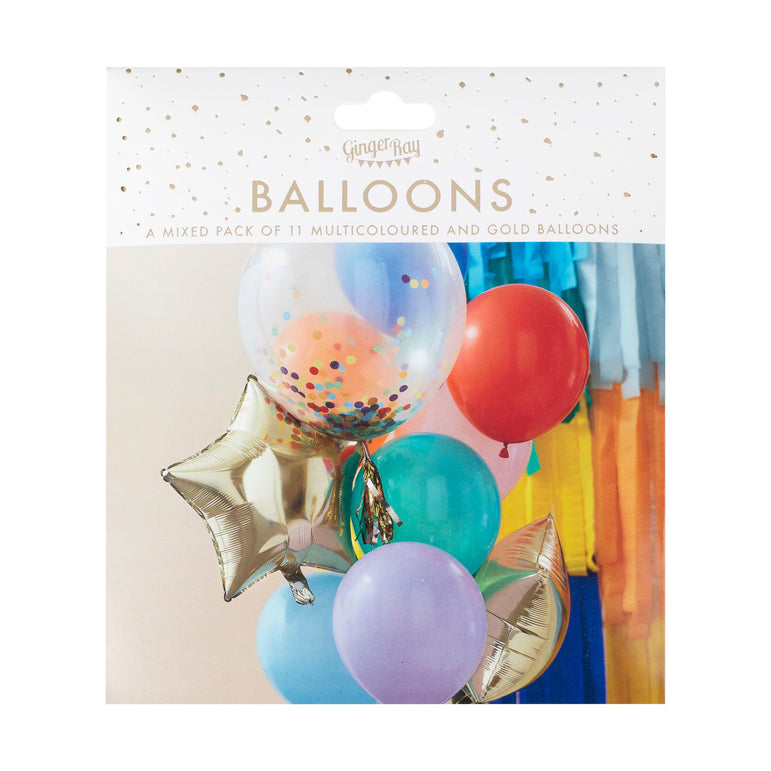 Mix It Up Rainbow Party Mixed Balloon Bundle 11pcs
