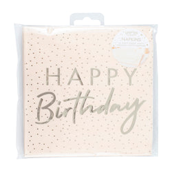 Mix It Up Peach and Gold Happy Birthday Paper Napkins 16pcs