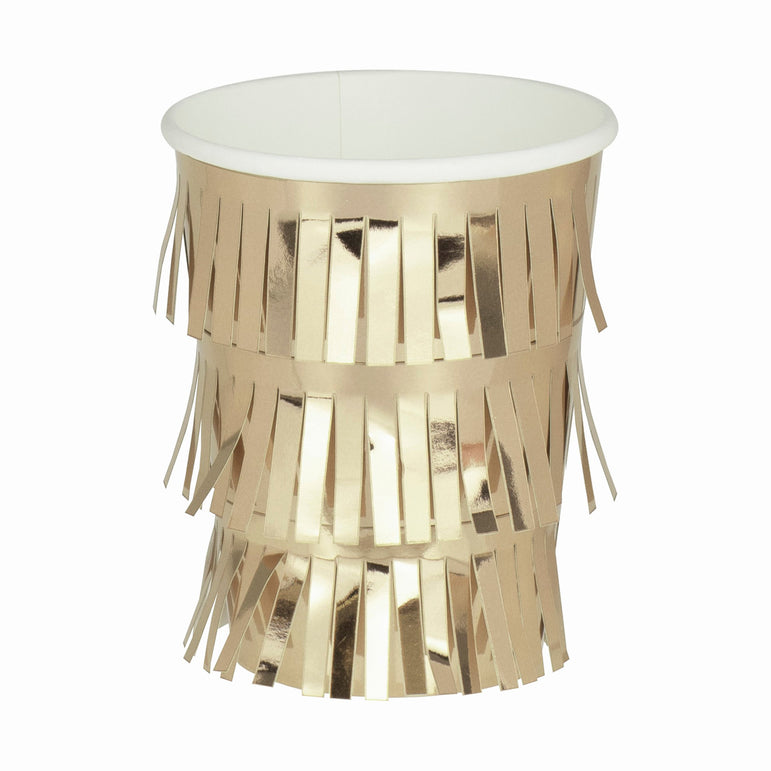 Mix It Up Fringed Gold Paper Party Cups 8pcs