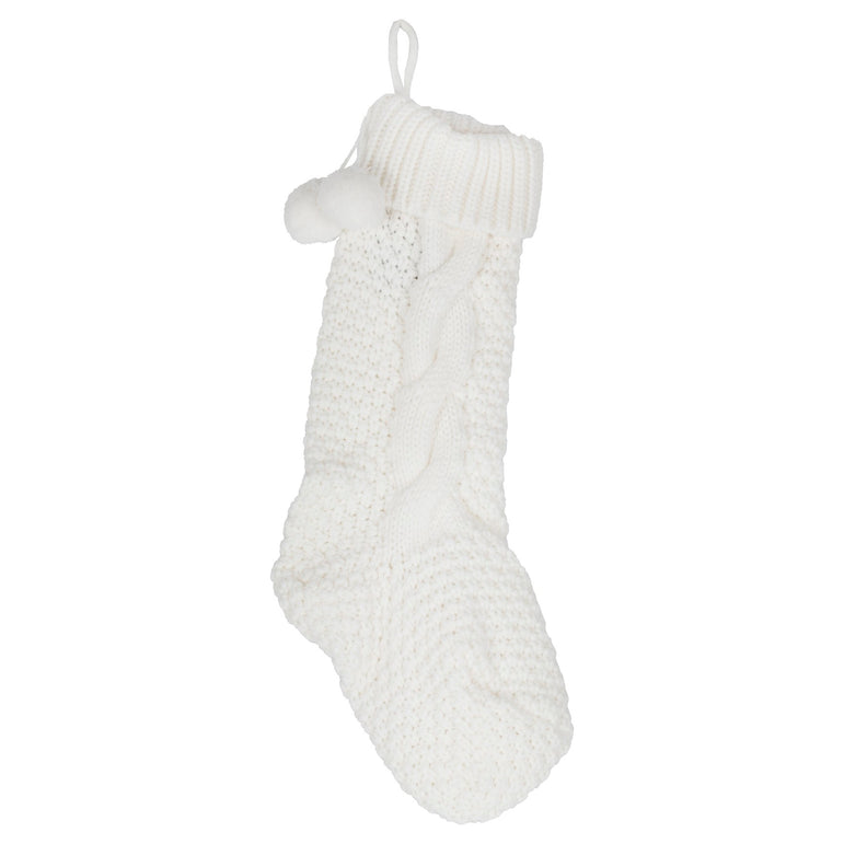 Cream Knitted Christmas Stocking