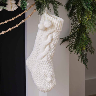 Cream Knitted Christmas Stocking