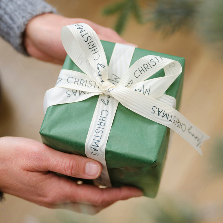 Cream Merry Christmas Ribbon