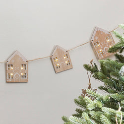 Wooden Gingerbread House Christmas Bunting with Light Up Windows