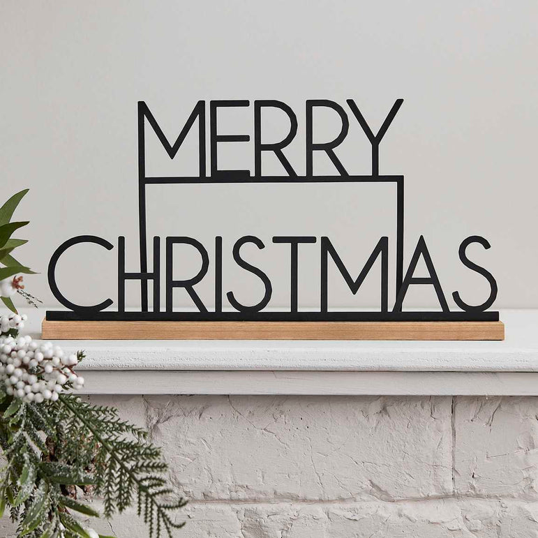 Black Metal Merry Christmas Sign