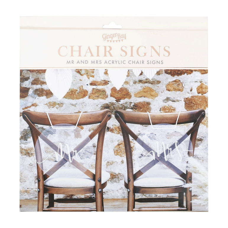 A Touch of Pampas Chair Signs Mr And Mrs Acrylic