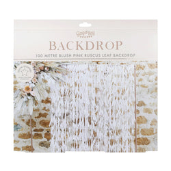 A Touch of Pampas Leaf Ribbon Backdrop Blush Pink