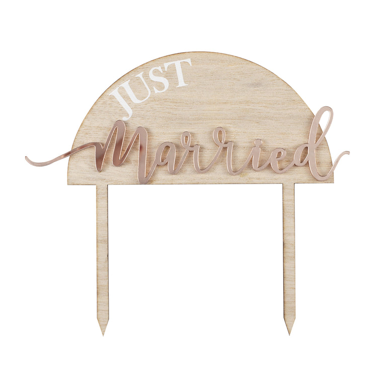 A Touch Of Pampas Cake Topper Just Married Acrylic On Wood