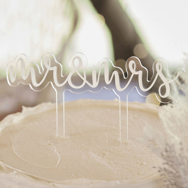 A Touch Of Pampas Cake Topper Mr & Mrs Acrylic