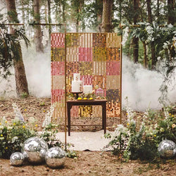 Light Gold Sequin Square-Shape Backdrop Panel 30x30cm