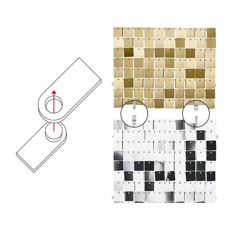 Light Gold Sequin Square-Shape Backdrop Panel 30x30cm