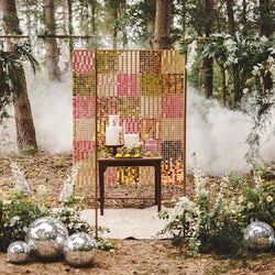 Rose Gold Sequin Square-Shape Backdrop Panel 30x30cm