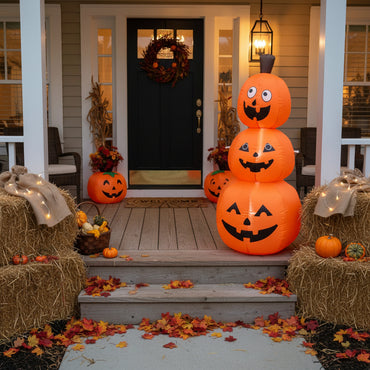 Halloween Inflatable Stacked Pumpkin with Lights Decoration 120 cm