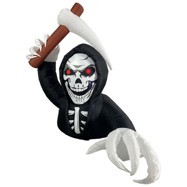 Halloween Inflatable Skeleton with Scythe and Light Decoration 213 cm