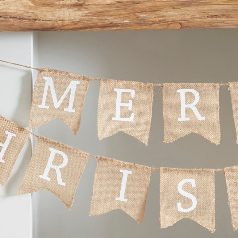 Hessian Burlap Merry Christmas Bunting