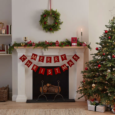 Gold Foiled Red Velvet Merry Christmas Bunting