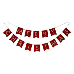 Gold Foiled Red Velvet Merry Christmas Bunting