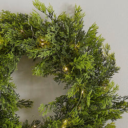 Cedar Pine Foliage Christmas Wreath with Lights