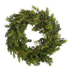 Cedar Pine Foliage Christmas Wreath with Lights