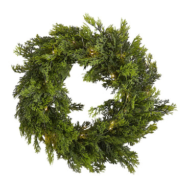 Cedar Pine Foliage Christmas Wreath with Lights
