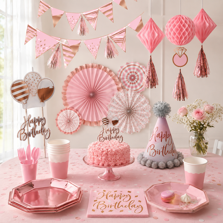Rose Gold Party Kit For 16 People