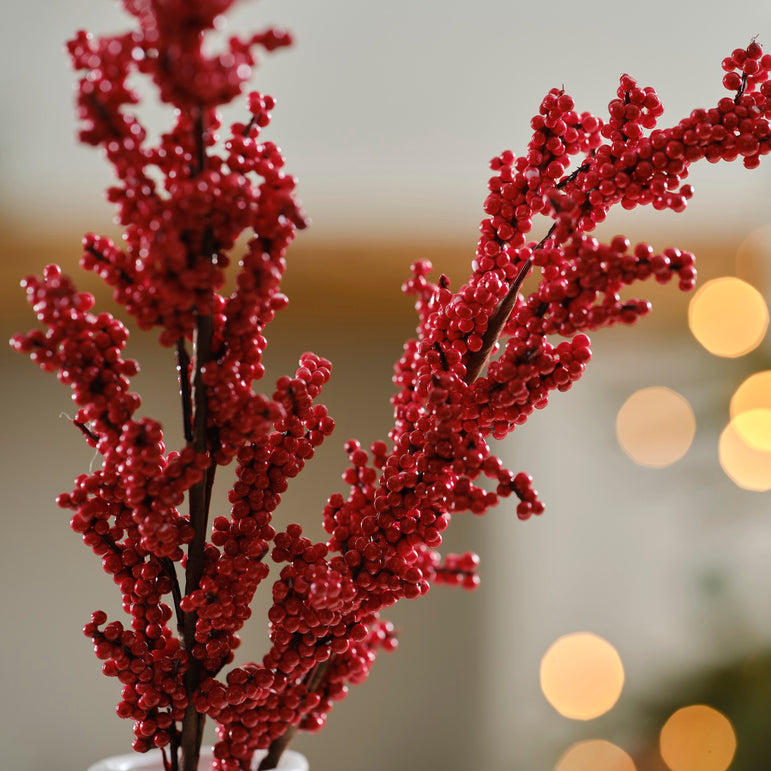 Red Berry Stems Christmas Foliage Decorations