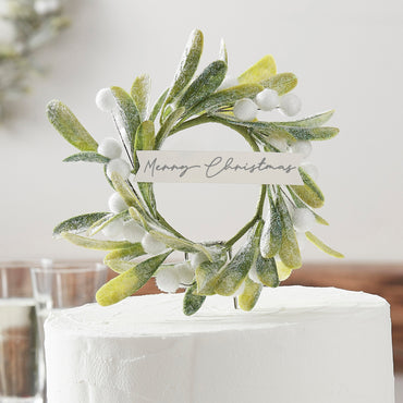 Christmas Mistletoe Foliage Cake Topper