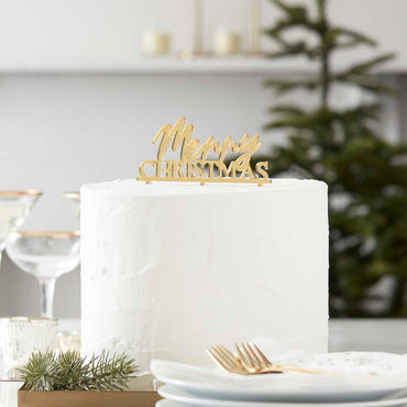 Gold Merry Christmas Acrylic Cake Toppers