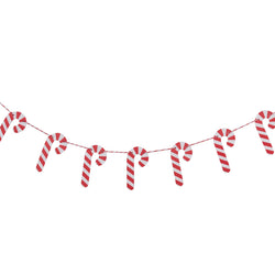 Christmas Candy Cane Shape Wooden Bunting  Decorations 1.5m