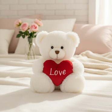 Keeleco Bear Cream With Heart Valentine Plush 30 cm