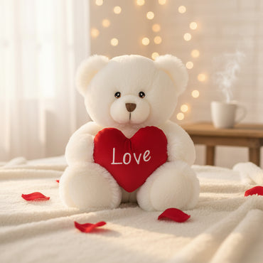 Keeleco Bear Cream With Heart Valentine Plush 45 cm