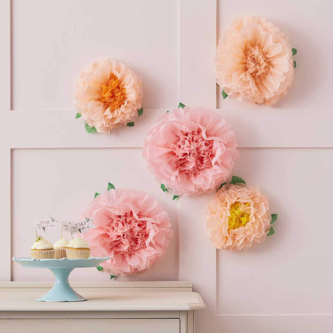 Pom Poms Flower Tissue Paper Decoration 6pcs