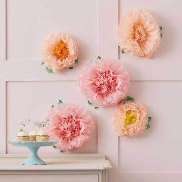 Pom Poms Flower Tissue Paper Decoration 6pcs