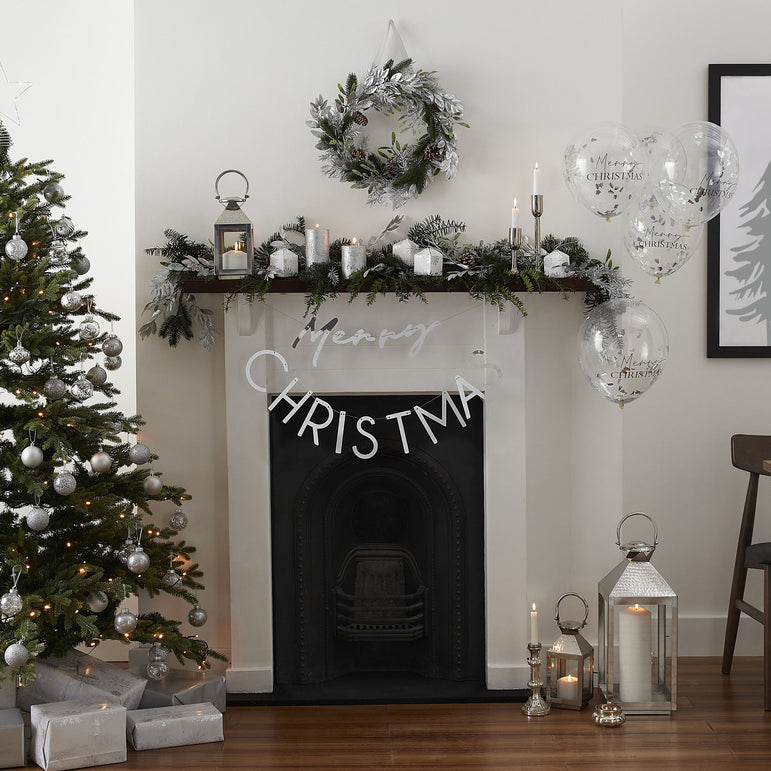 Silver & Mistletoe Christmas Garland Decorations 1.8m