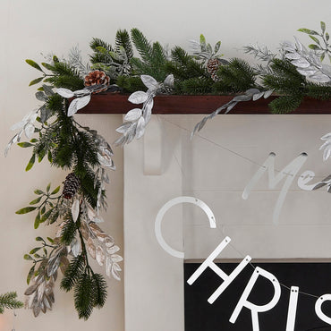 Silver & Mistletoe Christmas Garland Decorations 1.8m