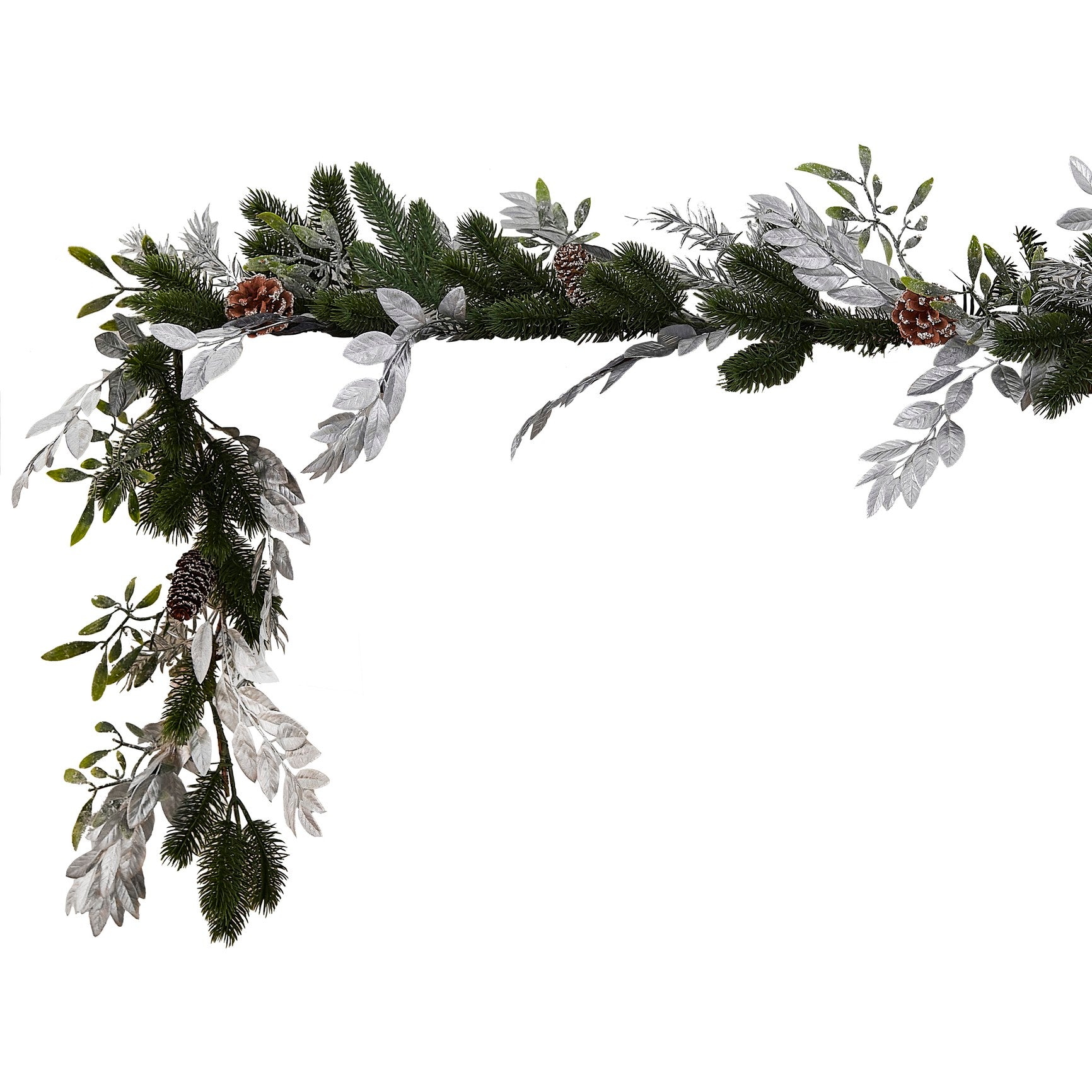 Silver & Mistletoe Christmas Garland Decorations 1.8m