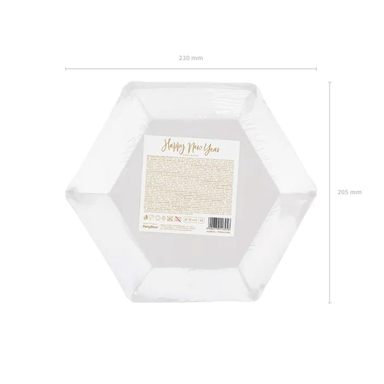 Happy New Year Gold Paper Plates 6pcs